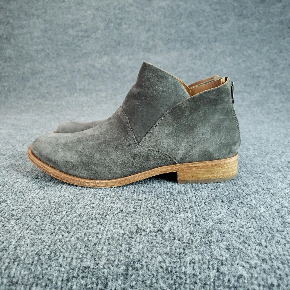 Kork-Ease Boots‎ Womens Size 8.5 Gray Suede Leather Ankle Booties Zipper